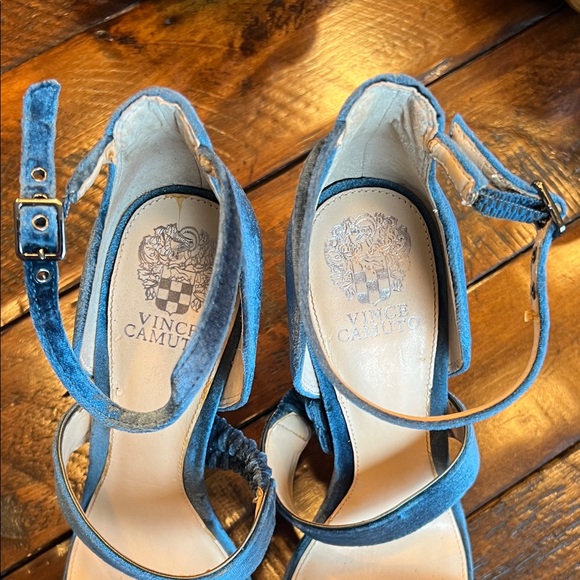 Vince Camuto Robeka Blue Velvet Heeled Sandals - Picture 3 of 10
